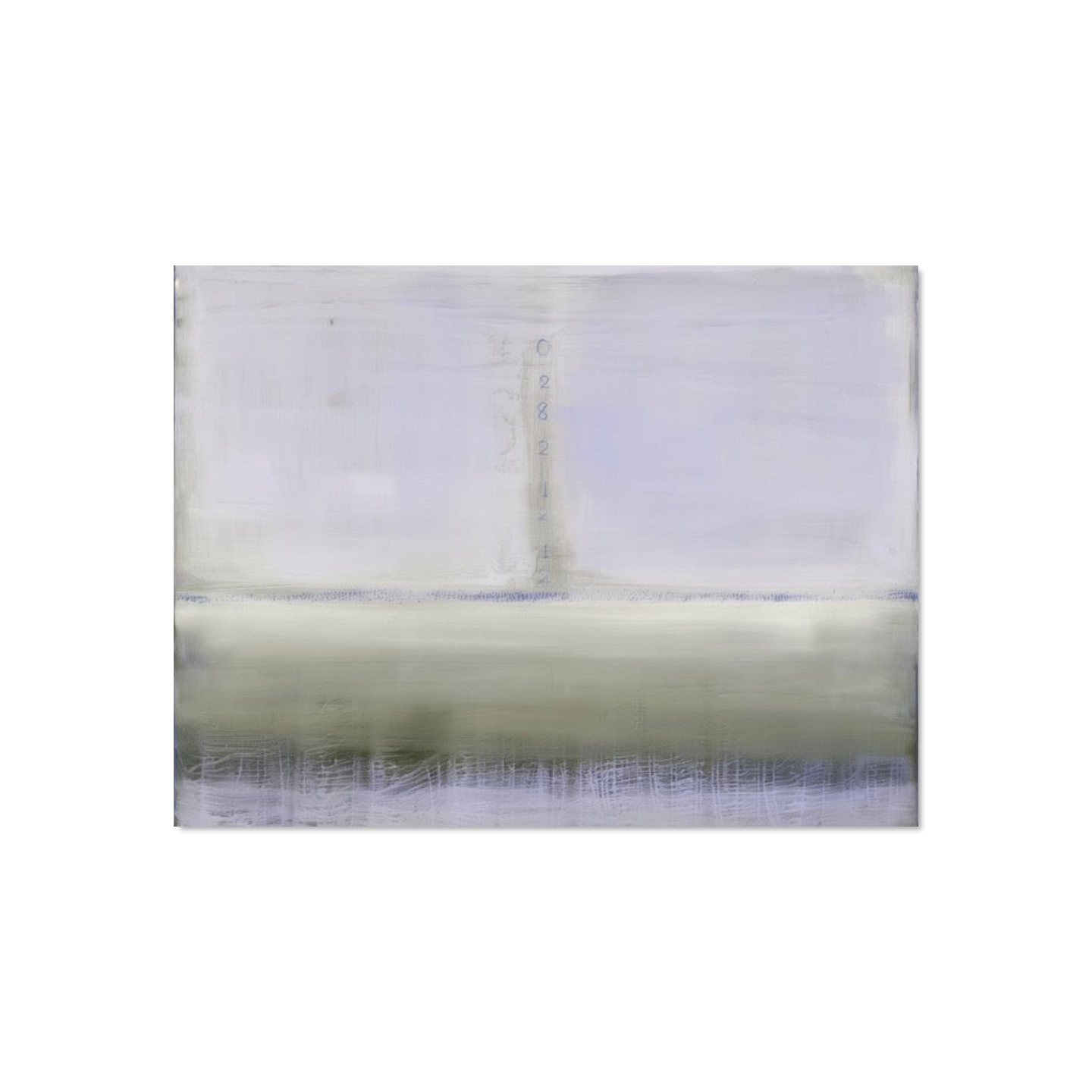 Abstract art piece with a gradient of white to sage tones
