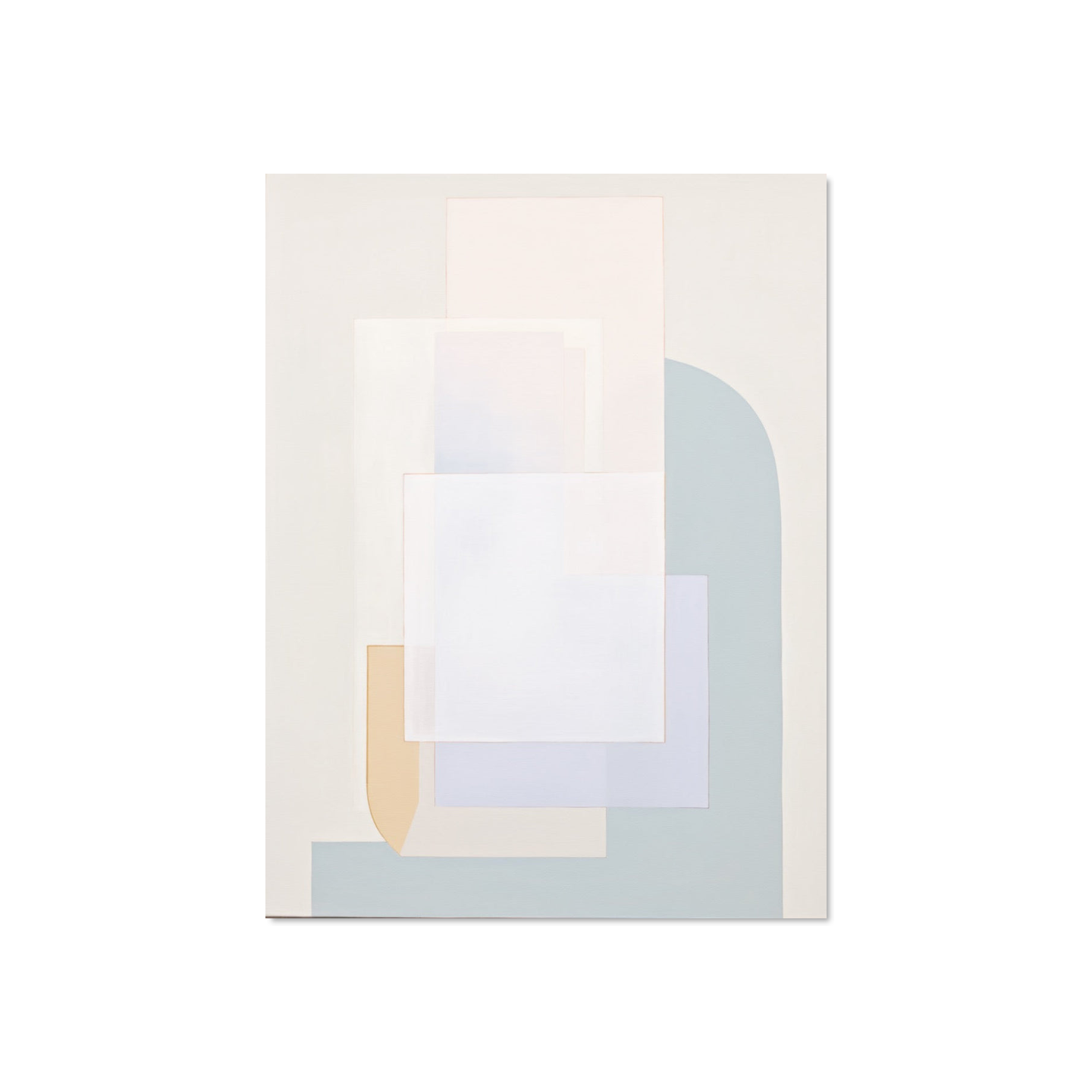 Abstract art with geometric shapes in pastel colors on a light background